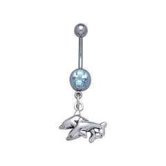 Double Dolphins Sterling Silver Body Jewelry BJ023