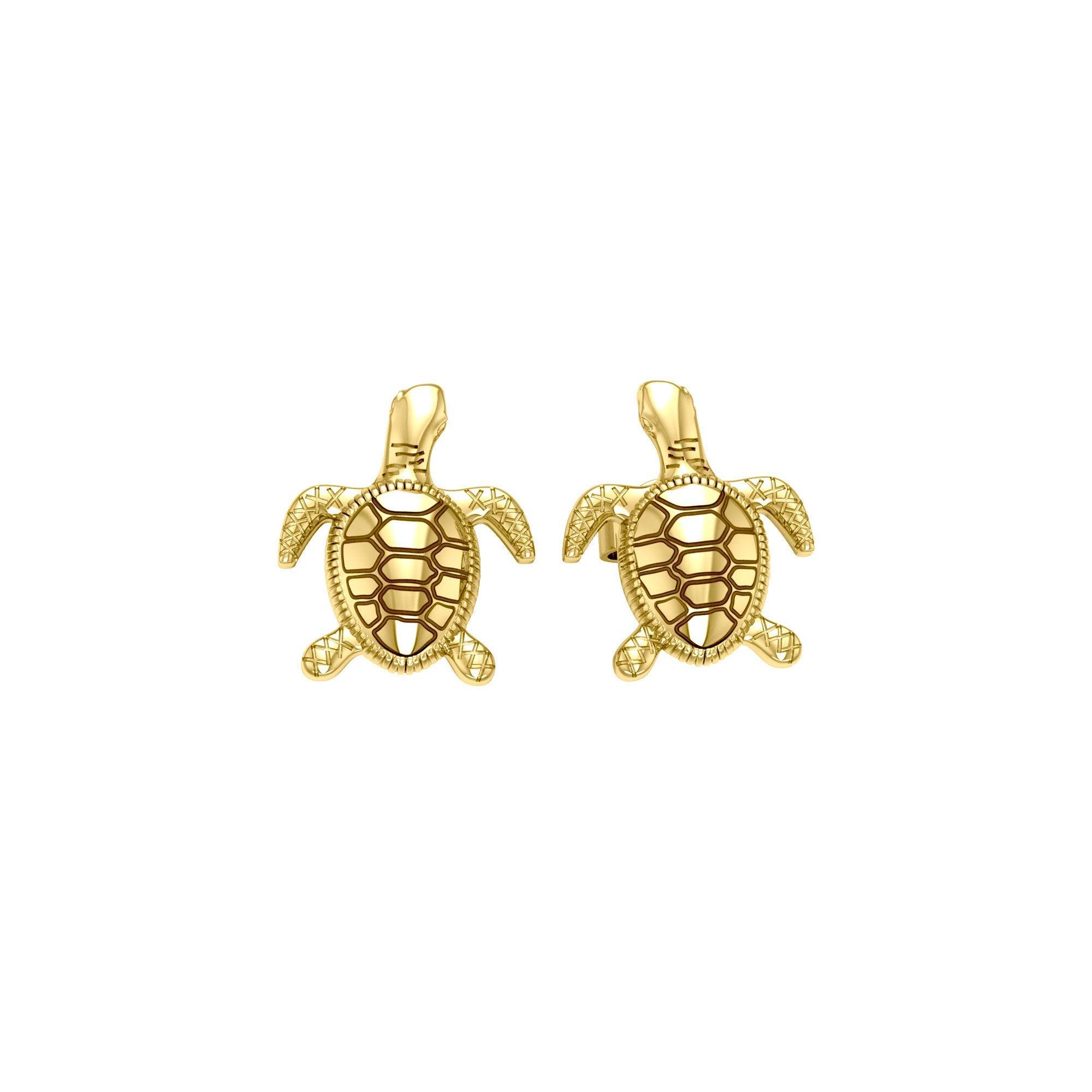 14 Karat Gold Turtle Post Earrings - DiveSilver Jewelry