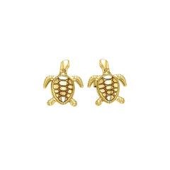 14 Karat Gold Turtle Post Earrings - DiveSilver Jewelry