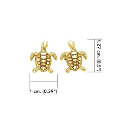 14 Karat Gold Turtle Post Earrings - DiveSilver Jewelry