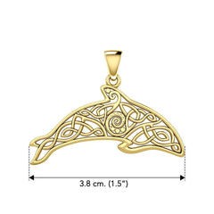 Celtic Filigree Dolphin Solid Yellow Gold Pendant GPD5699 - DiveSilver Jewelry