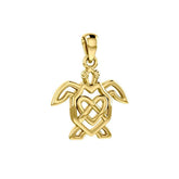 Turtle with Celtic Heart 14 Karat Solid Gold Pendant GPD6081 - DiveSilver Jewelry