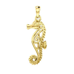 Seahorse with Music Note in the Body 14K Solid Gold Pendant GPD6120 - DiveSilver Jewelry