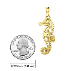 Seahorse with Music Note in the Body 14K Solid Gold Pendant GPD6120 - DiveSilver Jewelry