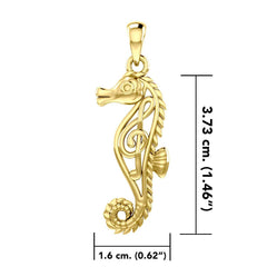 Seahorse with Music Note in the Body 14K Solid Gold Pendant GPD6120 - DiveSilver Jewelry