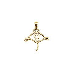 Manta Ray Minimal One Line Solid Gold Pendant GPD6369