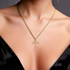 Manta Ray Minimal One Line Solid Gold Pendant GPD6369