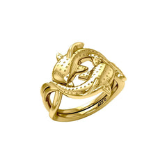 Marine Harmony Solid Yellow Gold Whale Sharks Puzzle Ring by Peter Stone GRI2471 - DiveSilver Jewelry
