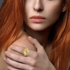 Marine Harmony Solid Yellow Gold Whale Sharks Puzzle Ring by Peter Stone GRI2471 - DiveSilver Jewelry