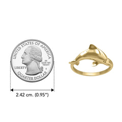 Jumping Dolphin Solid Gold Ring GRI2505