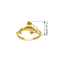 Jumping Dolphin Solid Gold Ring GRI2505