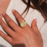 DiveSilver Nautilus and Wave Solid Gold Ring GRI2576
