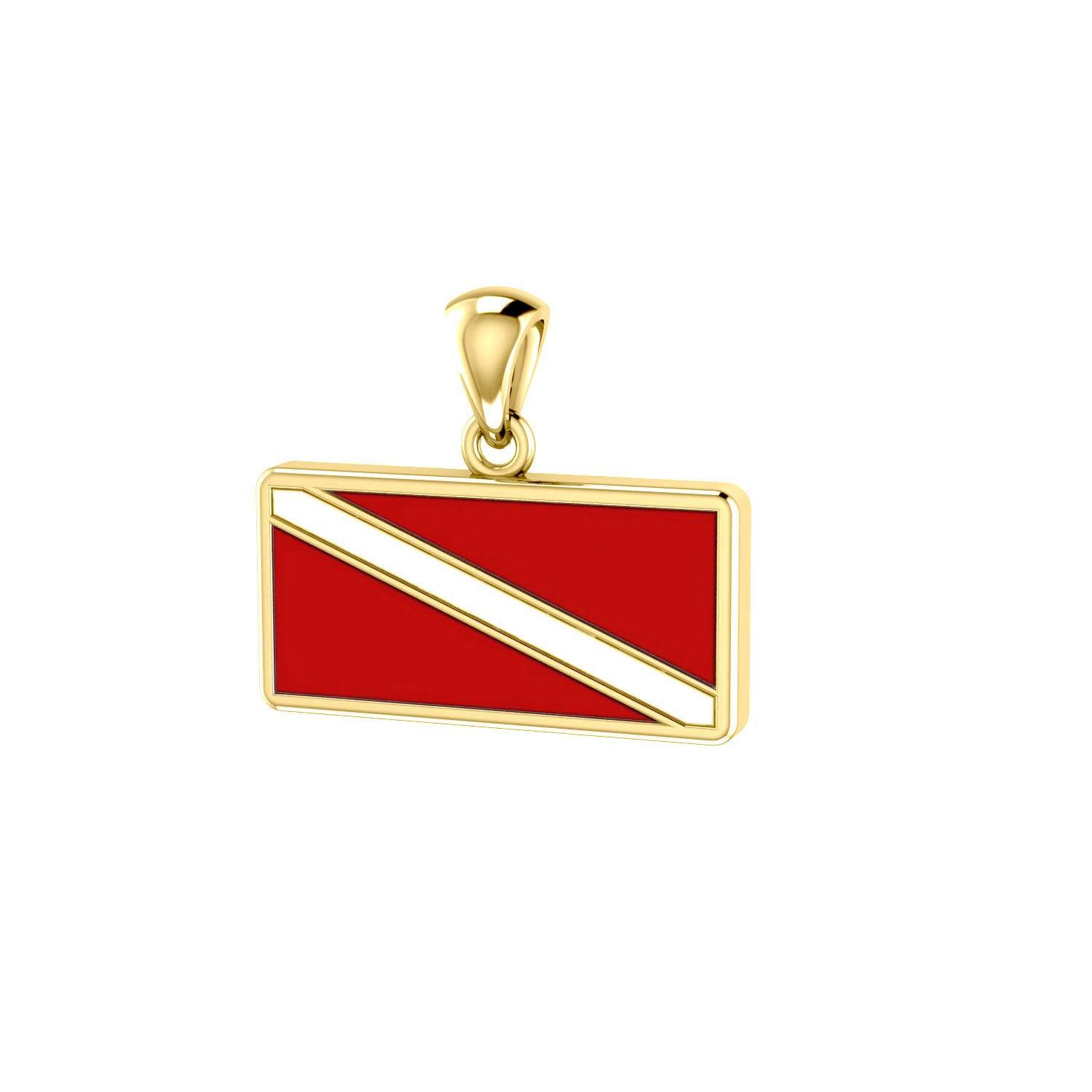 Dive Flag 14 Karat Solid Gold Pendant GTP1362 - DiveSilver Jewelry