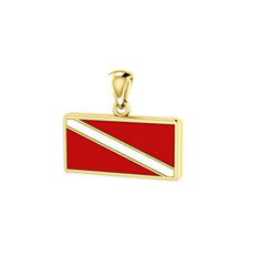 Dive Flag 14 Karat Solid Gold Pendant GTP1362 - DiveSilver Jewelry