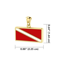 Dive Flag 14 Karat Solid Gold Pendant GTP1362 - DiveSilver Jewelry