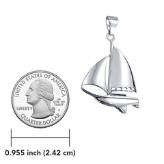 Enjoy sailing ~ Sterling Silver Sailboat Pendant Jewelry JP065 - DiveSilver Jewelry