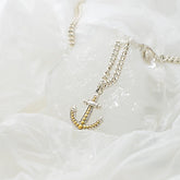 Anchor with Sterling Silver With 14k gold accents Necklace