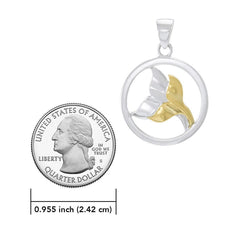 Double Whale Tail Sterling Silver with Gold Accent Pendant and Chain Set MSE974 - DiveSilver Jewelry