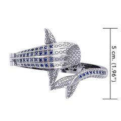 Dive Silver Whale Shark Silver Cuff Bracelet with Gemstones and Locking System TBA300 - DiveSilver Jewelry