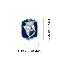 DiveSilver Manta Ray Silver Bead with Navy Blue Enamel TBD374 - DiveSilver Jewelry