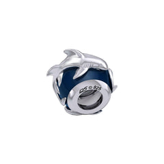 Shark Silver Bead with Navy Blue Enamel TBD375 - DiveSilver Jewelry