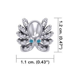 Octopus Silver Bead with Turquoise Eyes TBD376 - DiveSilver Jewelry