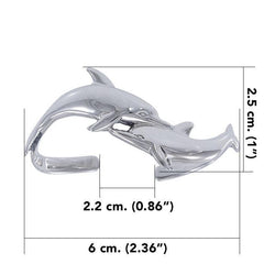 Double Dolphins Sterling Silver cuff Bracelet TBG014 - DiveSilver Jewelry