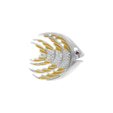 Tropical Fish Silver Brooch with Yellow Enamel TBR264 - DiveSilver Jewelry