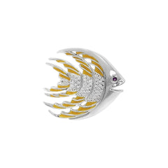 Tropical Fish Silver Brooch with Yellow Enamel TBR264 - DiveSilver Jewelry