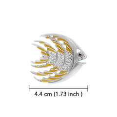 Tropical Fish Silver Brooch with Yellow Enamel TBR264 - DiveSilver Jewelry
