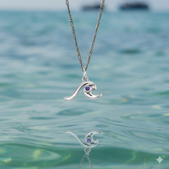 Wave with Gemstone Sterling Silver Charm TCM718
