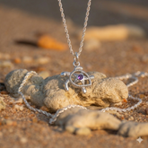 Turtle with Starfish and Gemstone Sterling Silver Charm TCM719