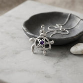 Turtle with Starfish and Gemstone Sterling Silver Charm TCM719