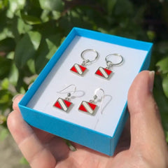 Divers Down Flag Sterling Silver Hook Earring