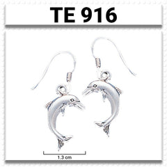 Jumping Dolphin Sterling Silver Earrings TE916