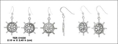 Celtic Ship Wheel Sterling Silver Hook Earring