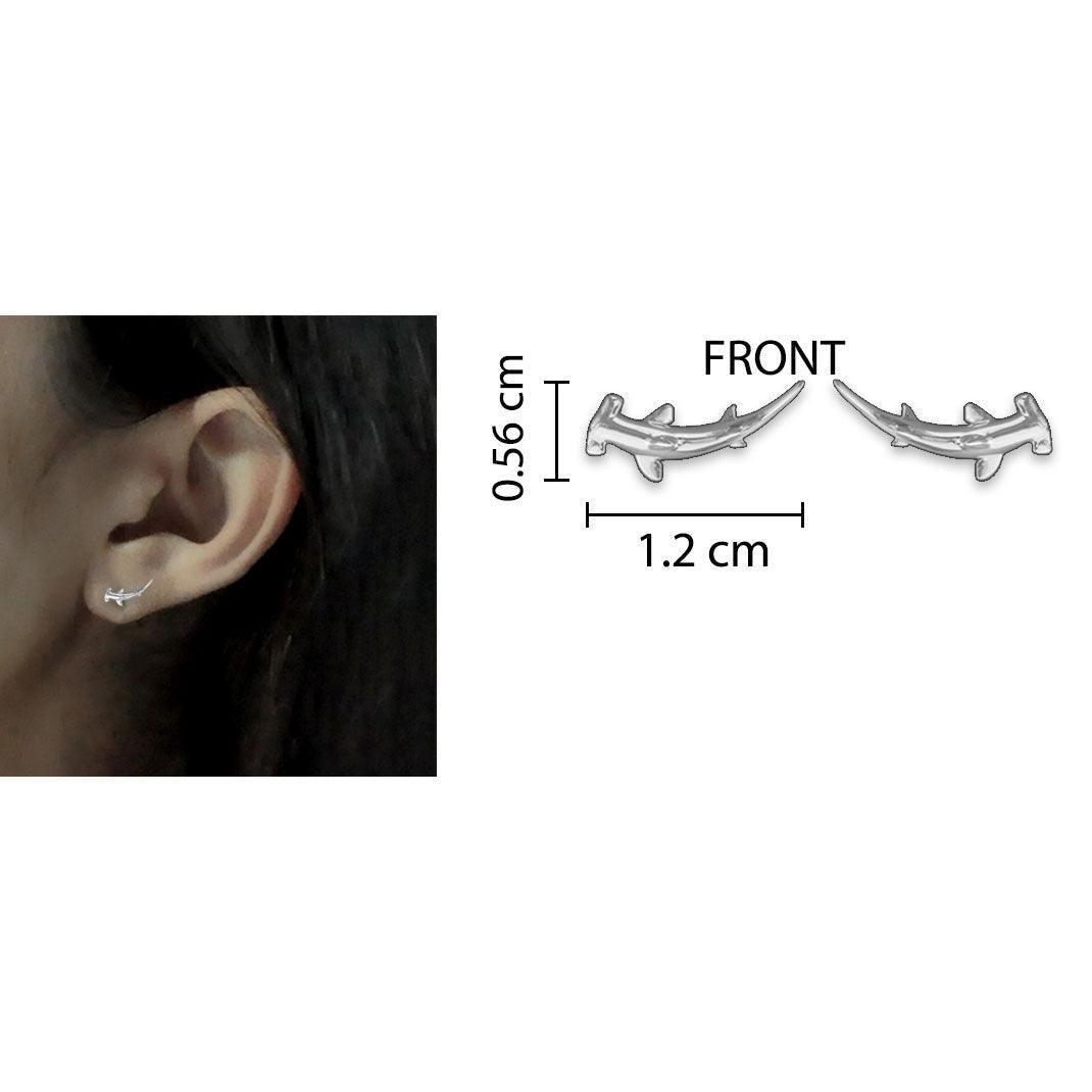 Sterling Silver Hammerhead Shark Post Earrings TER1970 - DiveSilver Jewelry