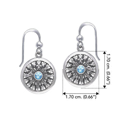 Compass Rose with Gemstone Sterling Silver Hook Earring TER035