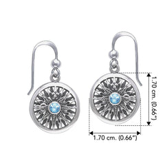 Compass Rose with Gemstone Sterling Silver Hook Earring TER035 - DiveSilver Jewelry