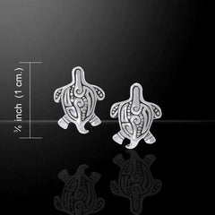 Aboriginal inspired Turtle Sterling Silver Post Earring