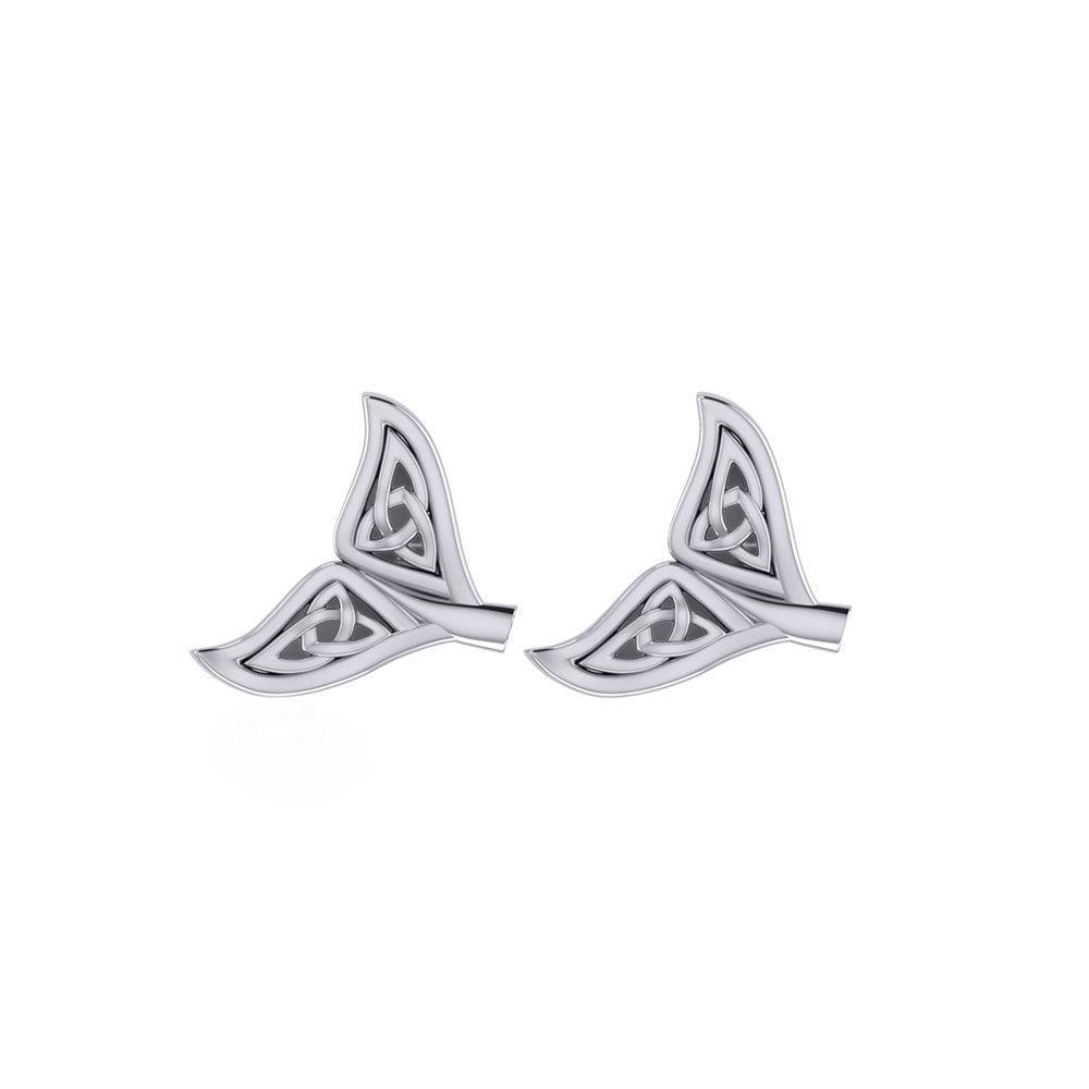 Celtic Whale Tail Silver Post Earrings TER1749 - DiveSilver Jewelry