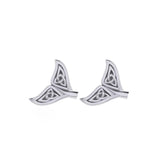 Celtic Whale Tail Silver Post Earrings TER1749 - DiveSilver Jewelry