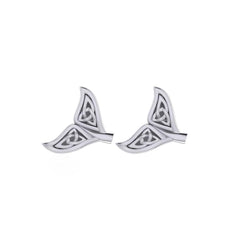 Celtic Whale Tail Silver Post Earrings TER1749 - DiveSilver Jewelry