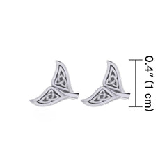 Celtic Whale Tail Silver Post Earrings TER1749 - DiveSilver Jewelry