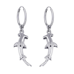 Hammerhead Shark Silver Hoop Earrings TER1934 - DiveSilver Jewelry