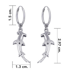 Hammerhead Shark Silver Hoop Earrings TER1934 - DiveSilver Jewelry