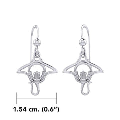 The Manta Ray Silver Earrings with Claddagh Symbol TER2167 - DiveSilver Jewelry
