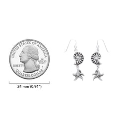 Nautilus Shell and Starfish Sterling Silver Hook Earrings TER2237