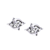 Double Dolphin Sterling Silver Post Earrings TER273