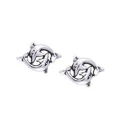 Double Dolphin Sterling Silver Post Earrings TER273